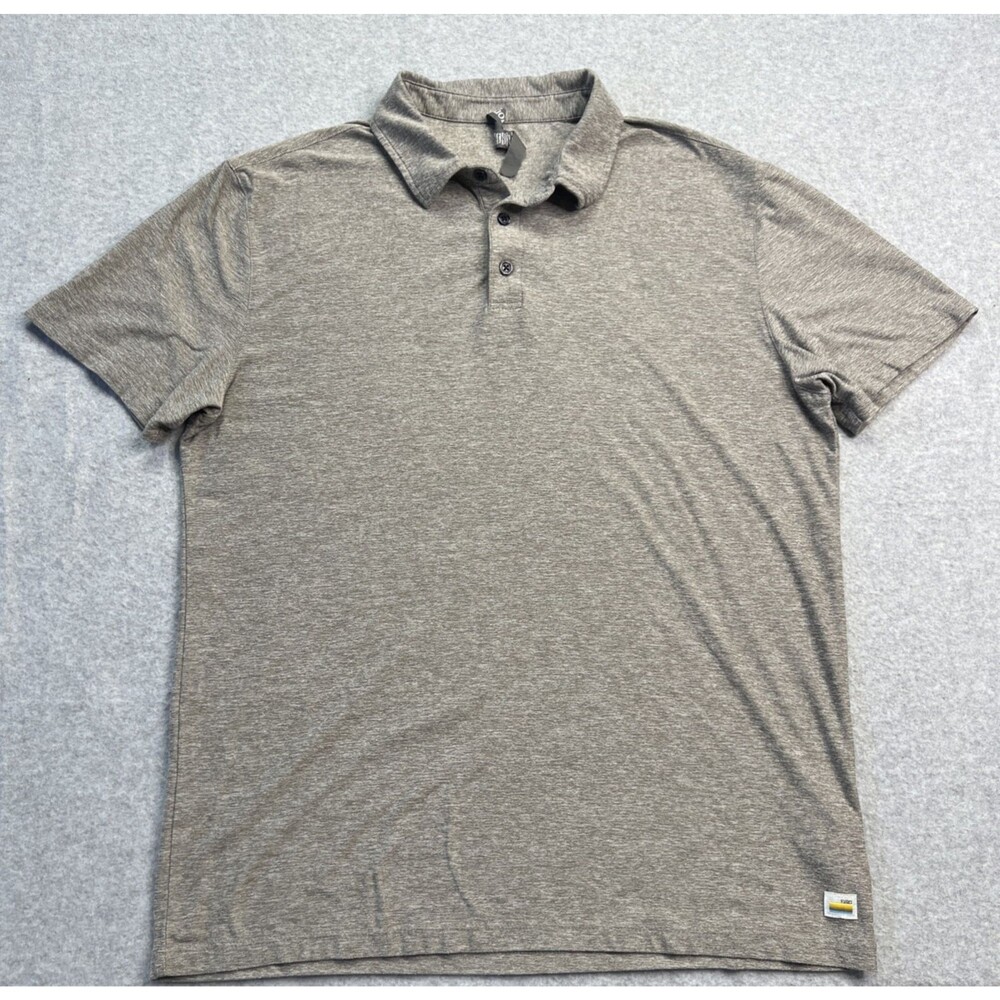 VUORI Mens Strato Tech Polo Shirt  Medium Gray Performance Golf Preppy Sporty